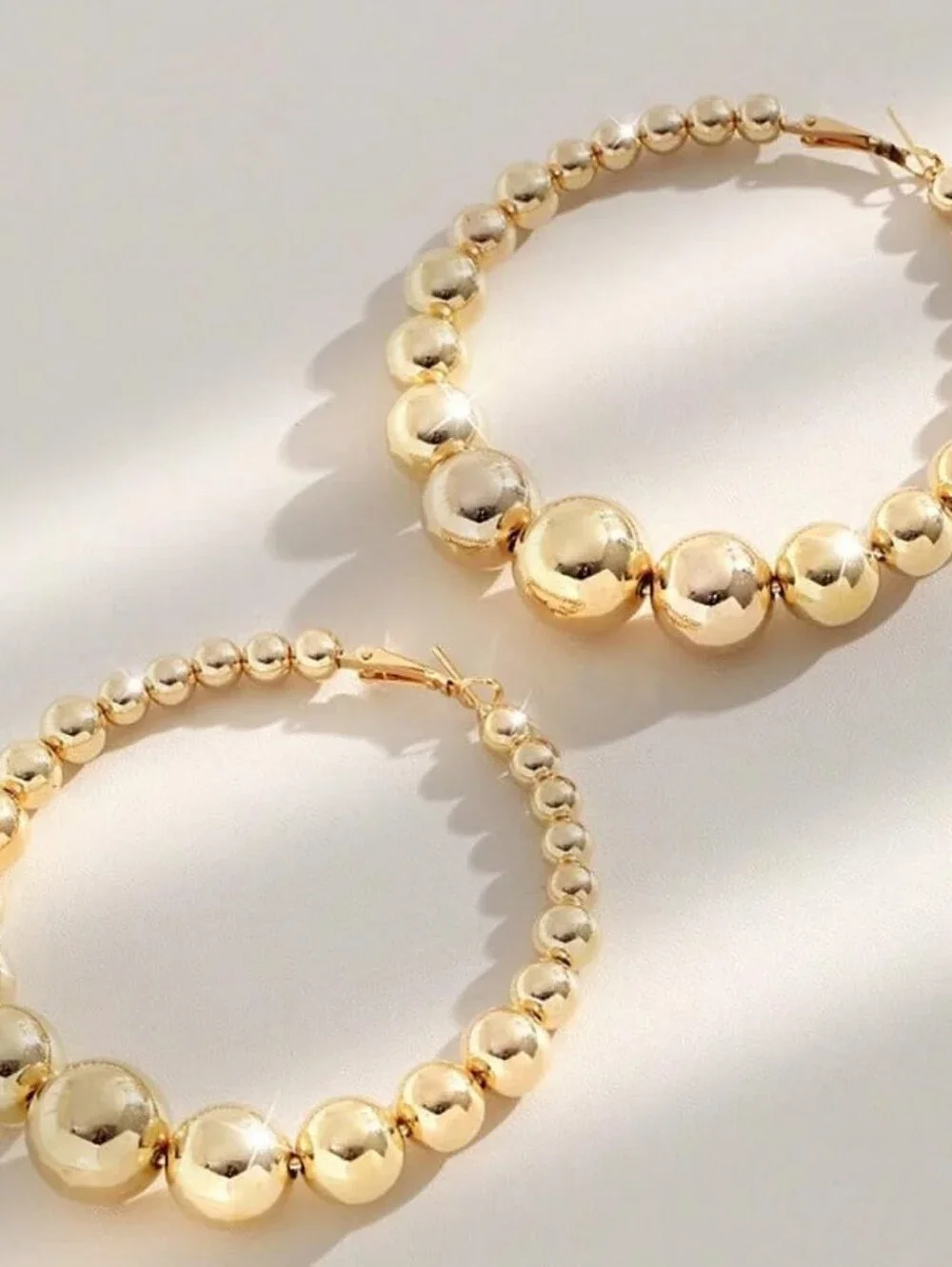 Exaggerated Beads Hoop Earrings Vintage Large Chunky Statement
